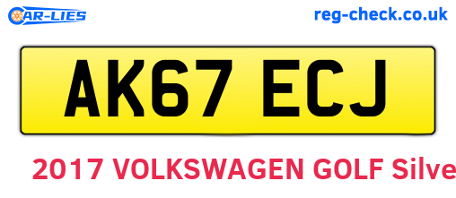 AK67ECJ are the vehicle registration plates.