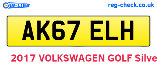 AK67ELH are the vehicle registration plates.