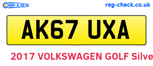 AK67UXA are the vehicle registration plates.