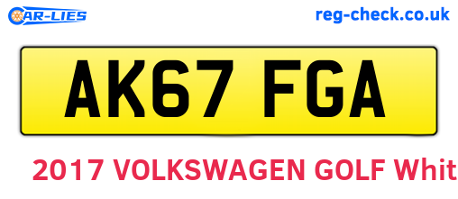 AK67FGA are the vehicle registration plates.