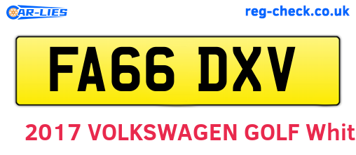 FA66DXV are the vehicle registration plates.