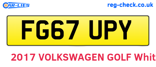 FG67UPY are the vehicle registration plates.