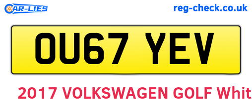 OU67YEV are the vehicle registration plates.