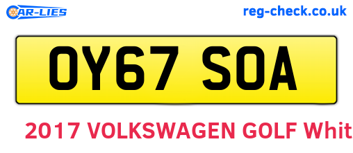 OY67SOA are the vehicle registration plates.