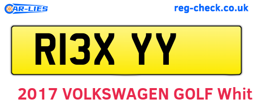R13XYY are the vehicle registration plates.