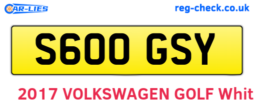 S600GSY are the vehicle registration plates.