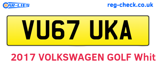 VU67UKA are the vehicle registration plates.