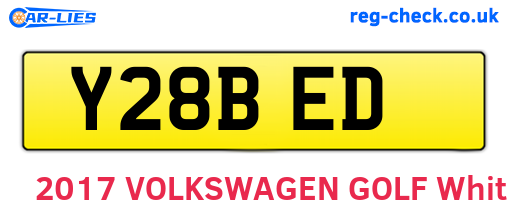 Y28BED are the vehicle registration plates.