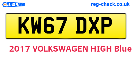 KW67DXP are the vehicle registration plates.