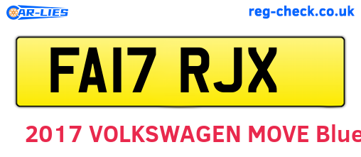 FA17RJX are the vehicle registration plates.