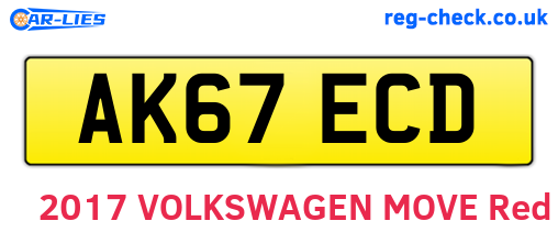 AK67ECD are the vehicle registration plates.