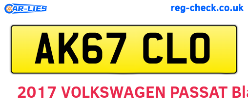 AK67CLO are the vehicle registration plates.