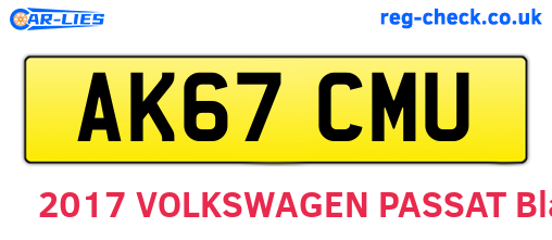 AK67CMU are the vehicle registration plates.