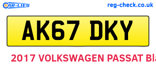 AK67DKY are the vehicle registration plates.