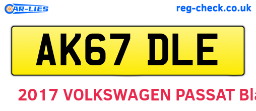 AK67DLE are the vehicle registration plates.