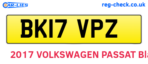 BK17VPZ are the vehicle registration plates.