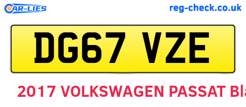 DG67VZE are the vehicle registration plates.