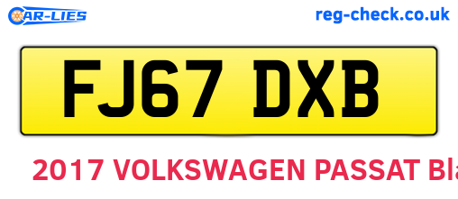 FJ67DXB are the vehicle registration plates.