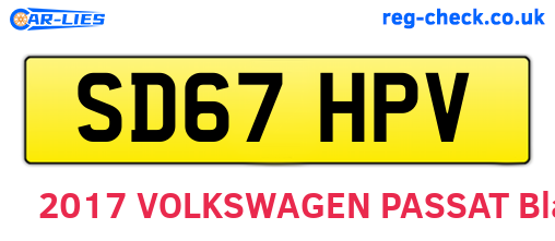 SD67HPV are the vehicle registration plates.