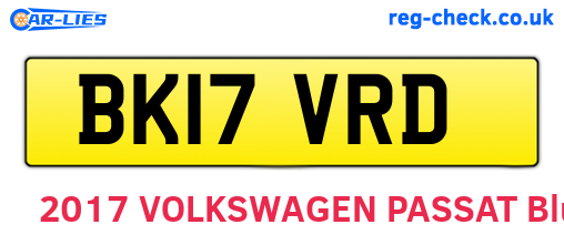 BK17VRD are the vehicle registration plates.