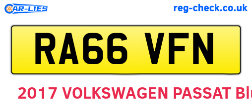 RA66VFN are the vehicle registration plates.