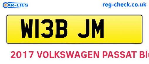 W13BJM are the vehicle registration plates.