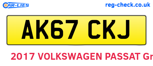 AK67CKJ are the vehicle registration plates.