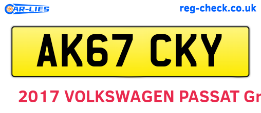 AK67CKY are the vehicle registration plates.
