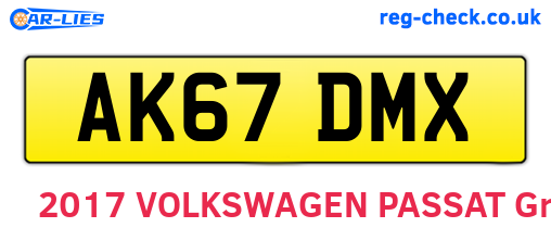 AK67DMX are the vehicle registration plates.