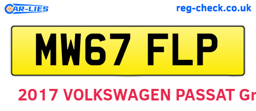 MW67FLP are the vehicle registration plates.