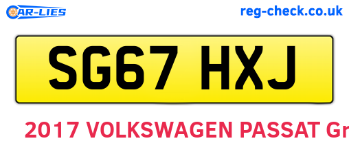 SG67HXJ are the vehicle registration plates.