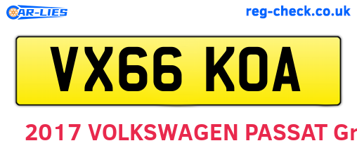VX66KOA are the vehicle registration plates.