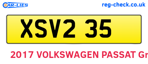 XSV235 are the vehicle registration plates.