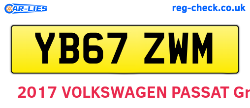 YB67ZWM are the vehicle registration plates.