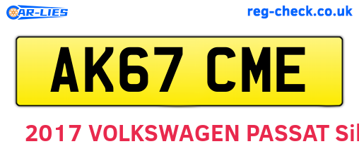 AK67CME are the vehicle registration plates.