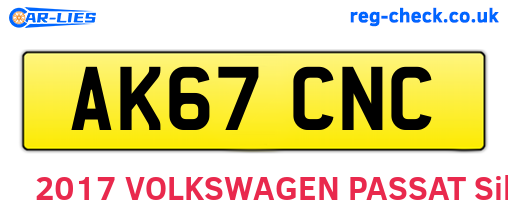 AK67CNC are the vehicle registration plates.