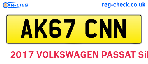 AK67CNN are the vehicle registration plates.