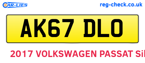 AK67DLO are the vehicle registration plates.