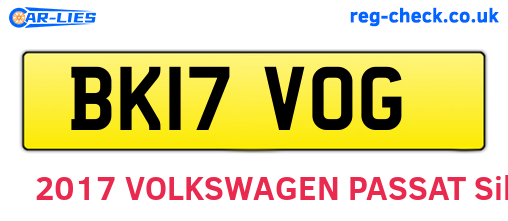BK17VOG are the vehicle registration plates.