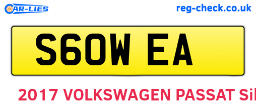 S60WEA are the vehicle registration plates.
