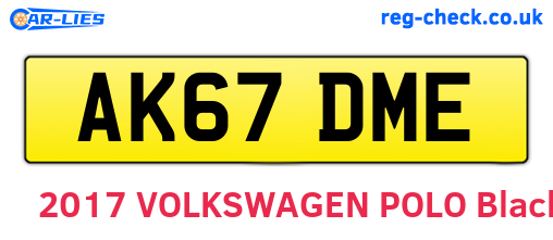 AK67DME are the vehicle registration plates.