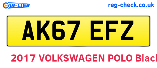 AK67EFZ are the vehicle registration plates.