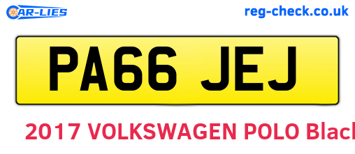 PA66JEJ are the vehicle registration plates.