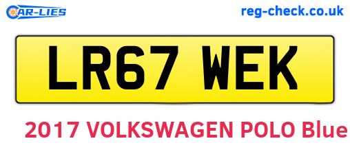 LR67WEK are the vehicle registration plates.