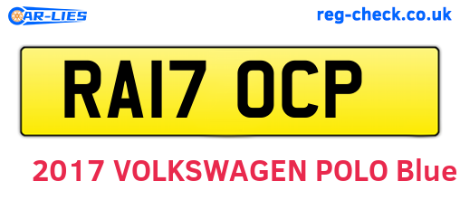RA17OCP are the vehicle registration plates.