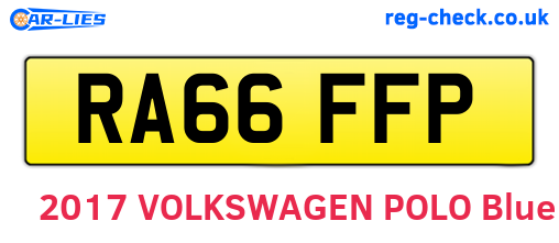 RA66FFP are the vehicle registration plates.
