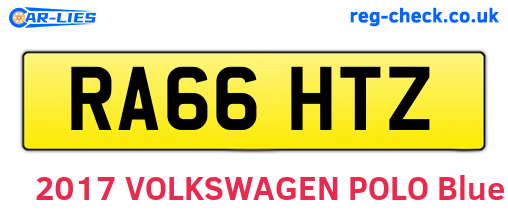 RA66HTZ are the vehicle registration plates.