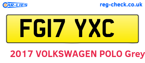 FG17YXC are the vehicle registration plates.
