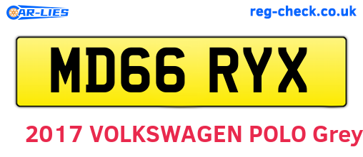 MD66RYX are the vehicle registration plates.
