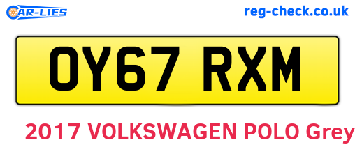 OY67RXM are the vehicle registration plates.
